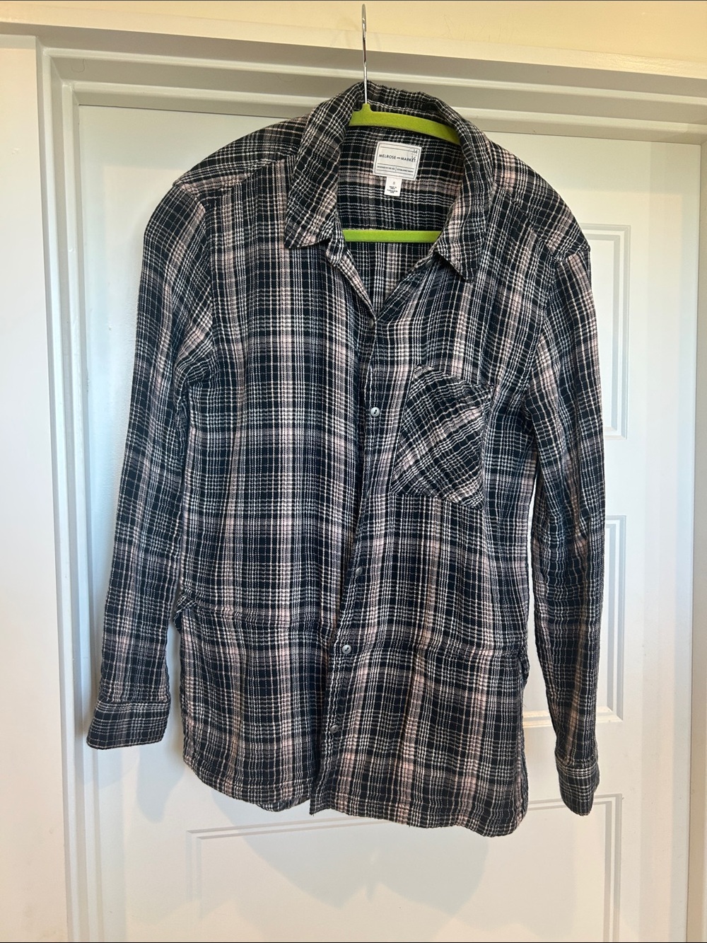 Melrose and Market Black and White Plaid Button-Down Shirt